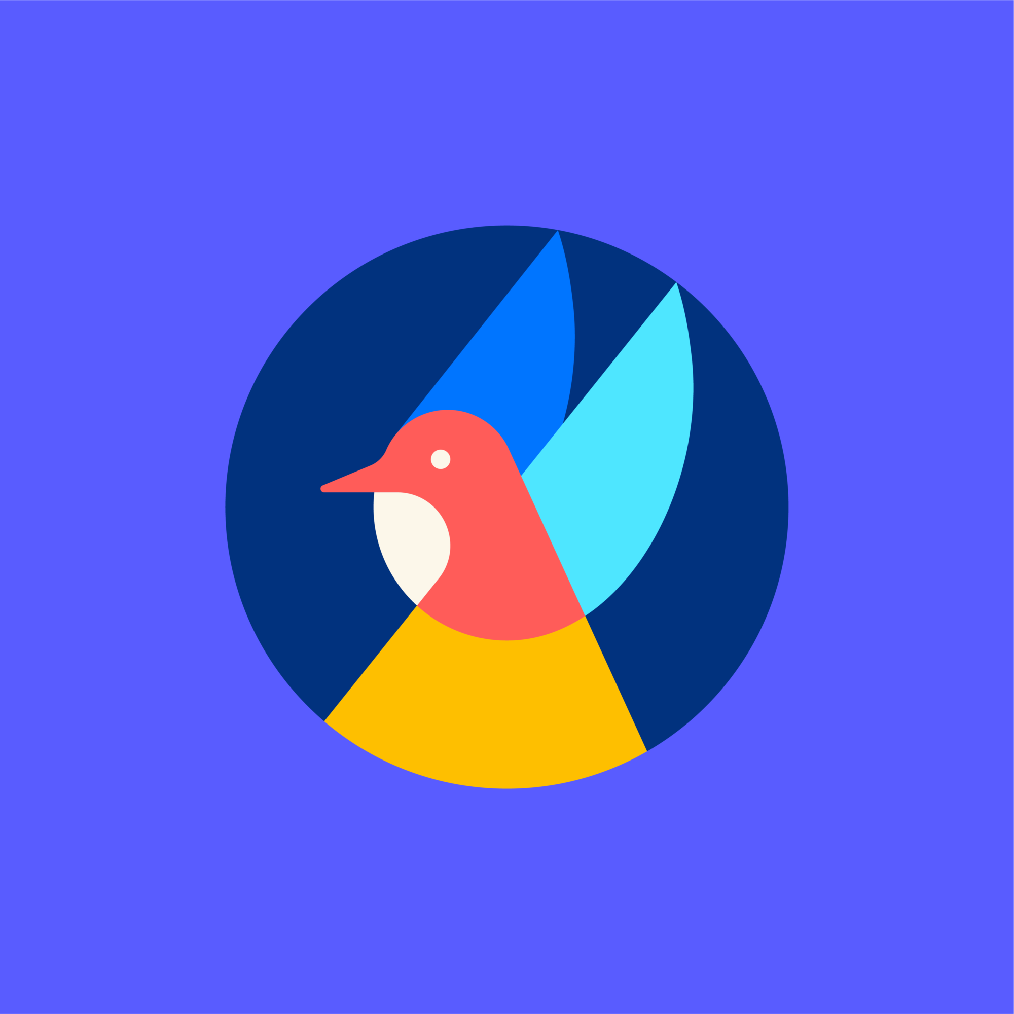 An abstract, colorful bird logo symbolizing vitality and creativity