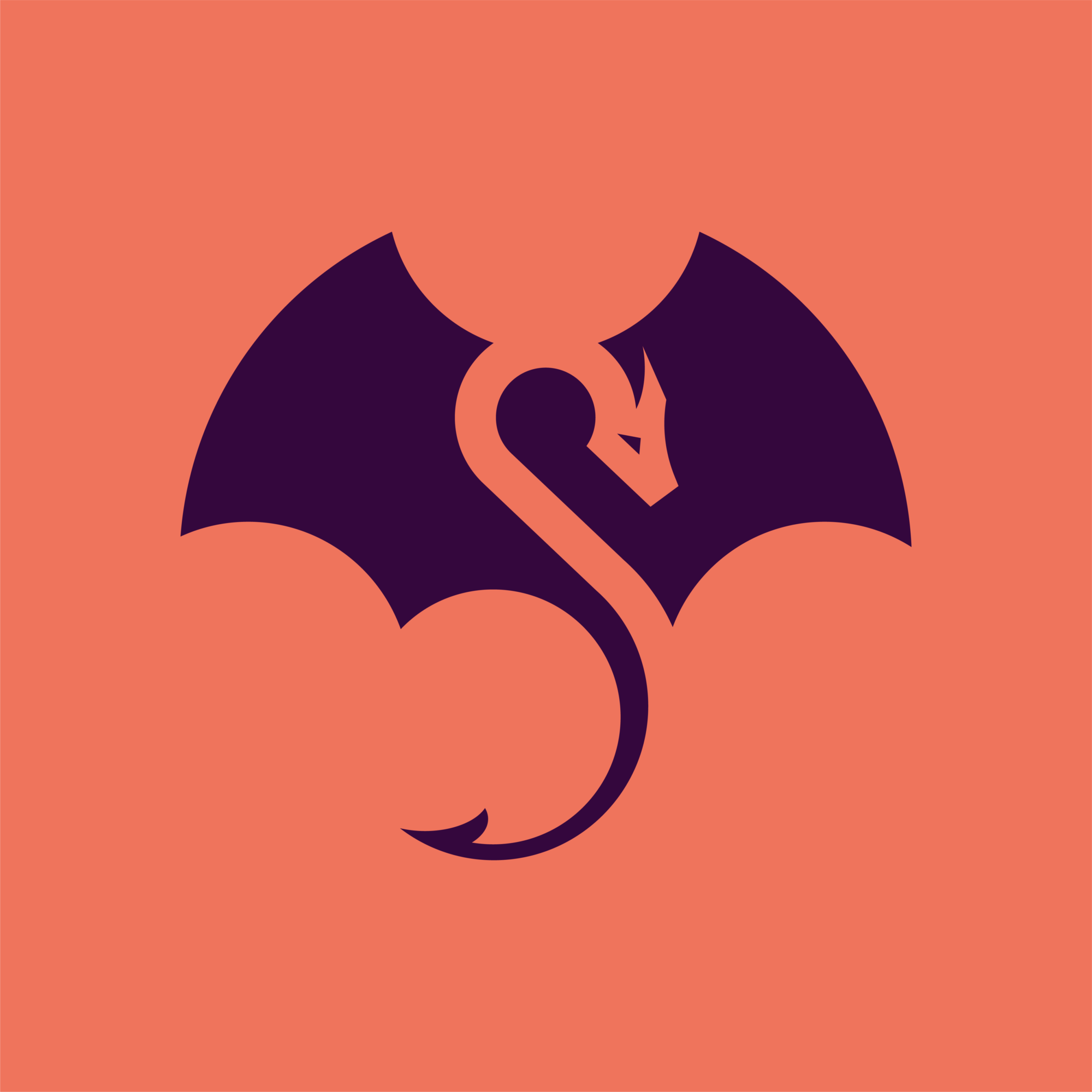 A flying dragon logo with wings outstretched