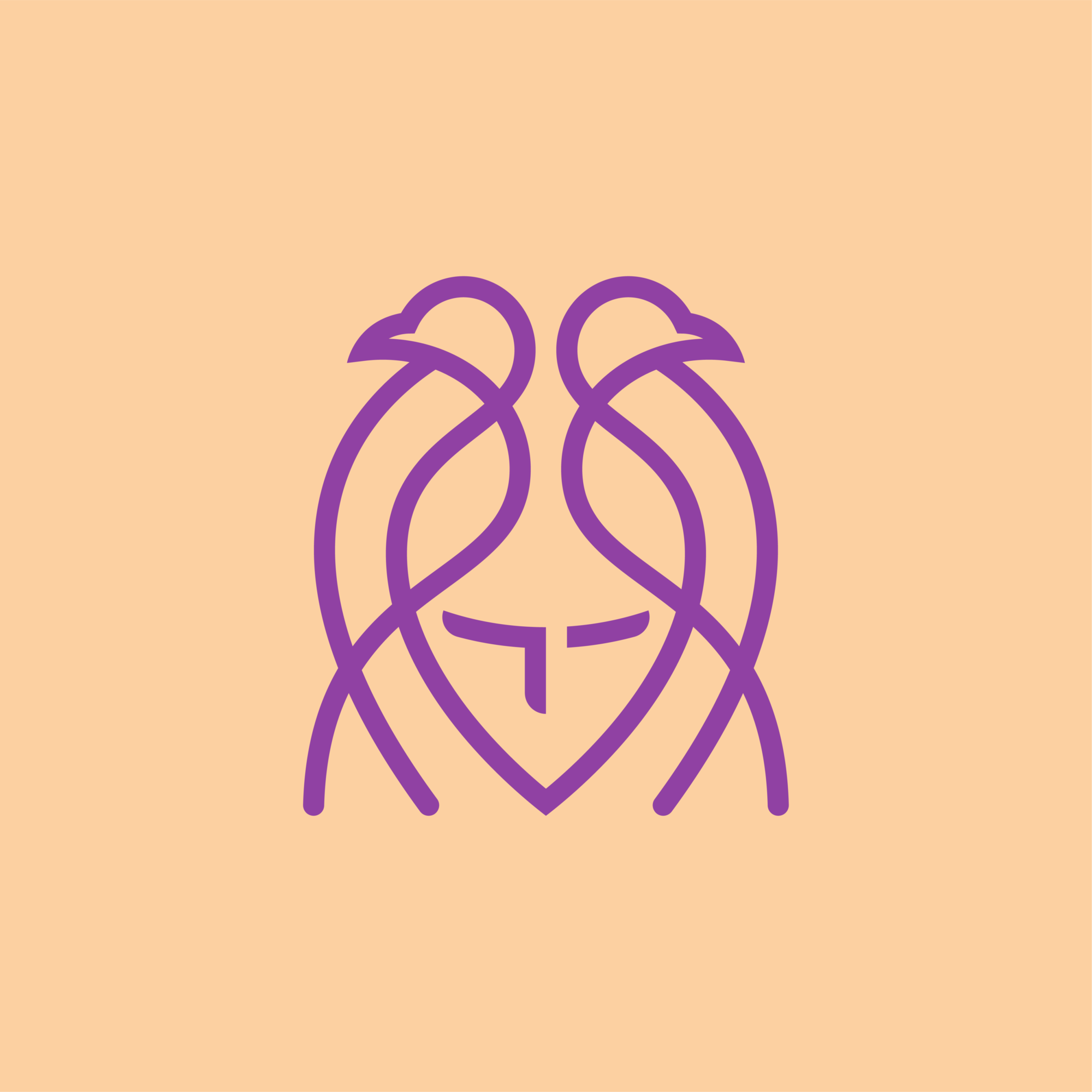 A minimalist logo featuring the silhouette of a woman and a bird in harmony